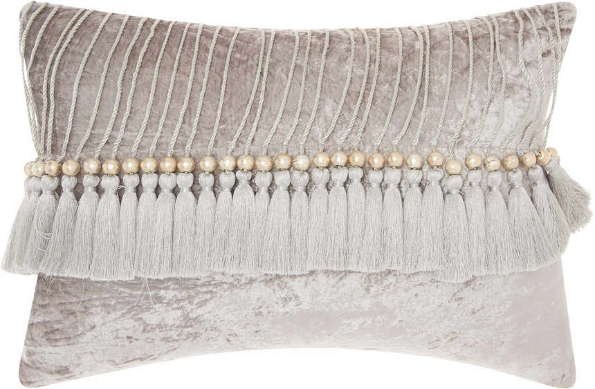 Mina Victory Sofia Velvet Tassels Grey Indoor Throw Pillow - Clearance