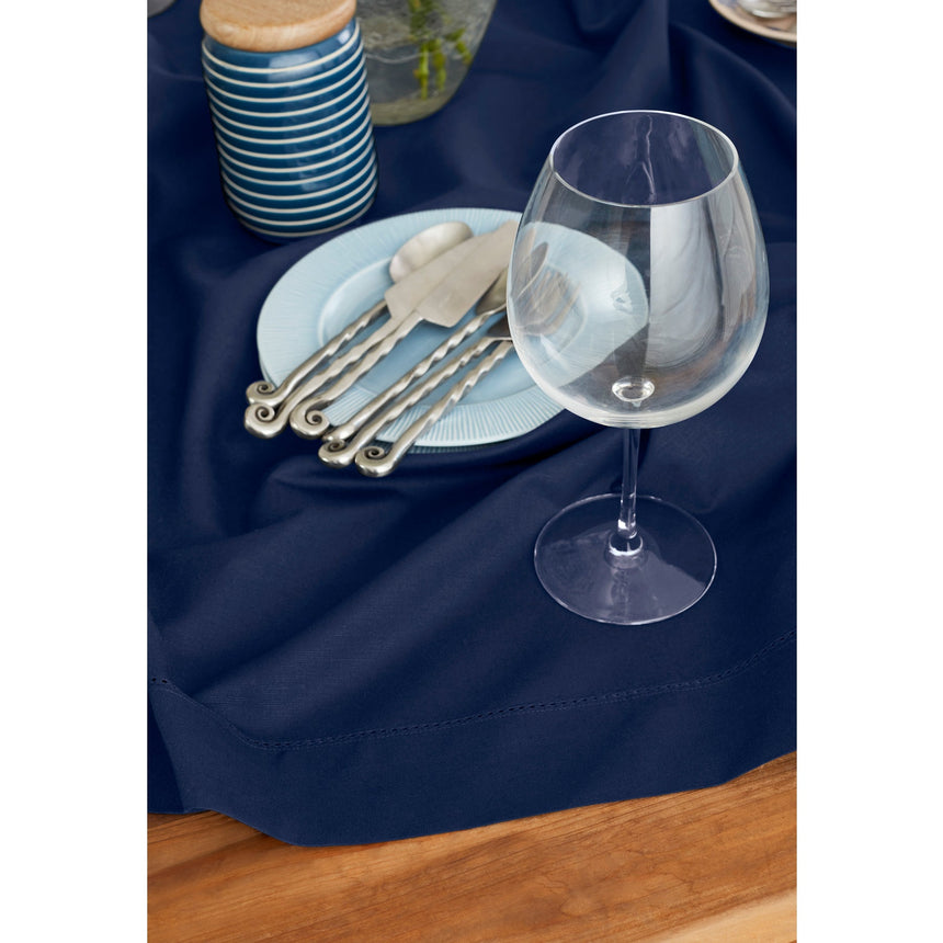 Cotton Linen Hemstitch Table Throw