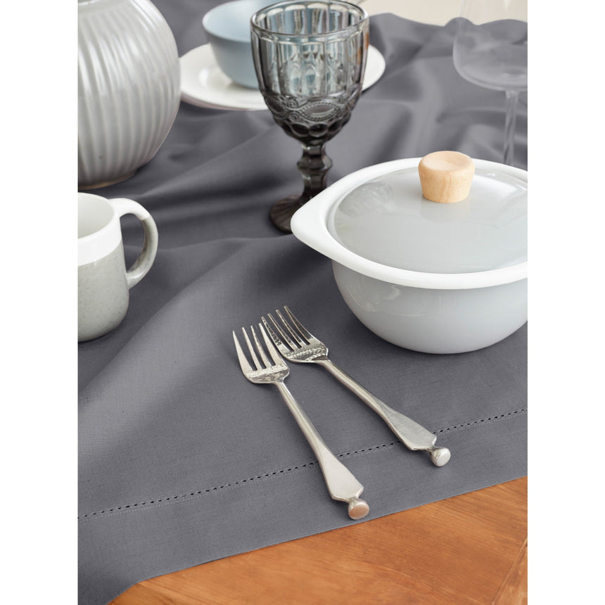 Cotton Linen Hemstitch Table Throw