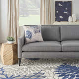 Mina Victory Aloha Indoor/Outdoor Ivory/Navy Throw Pillow