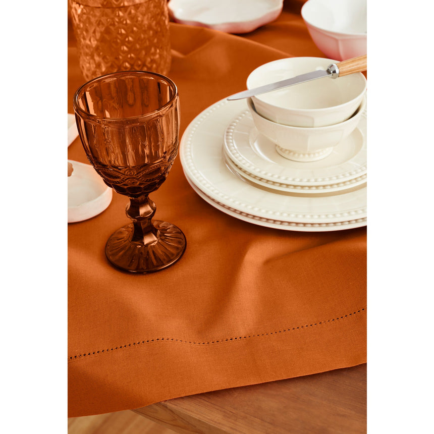 Cotton Linen Hemstitch Table Throw