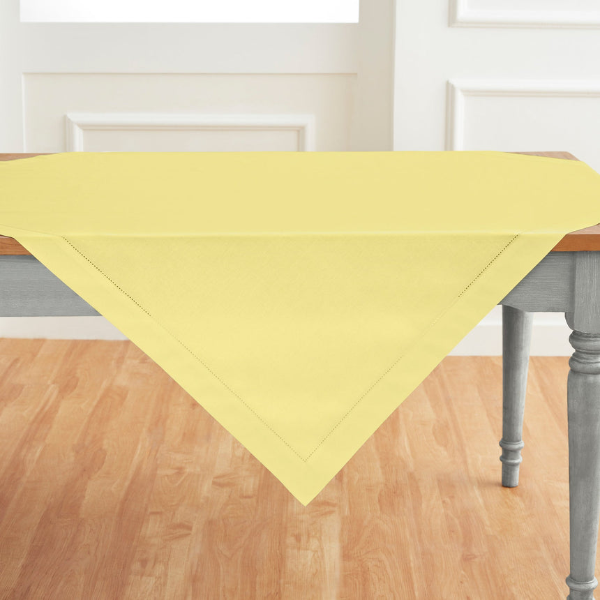 Cotton Linen Hemstitch Table Throw