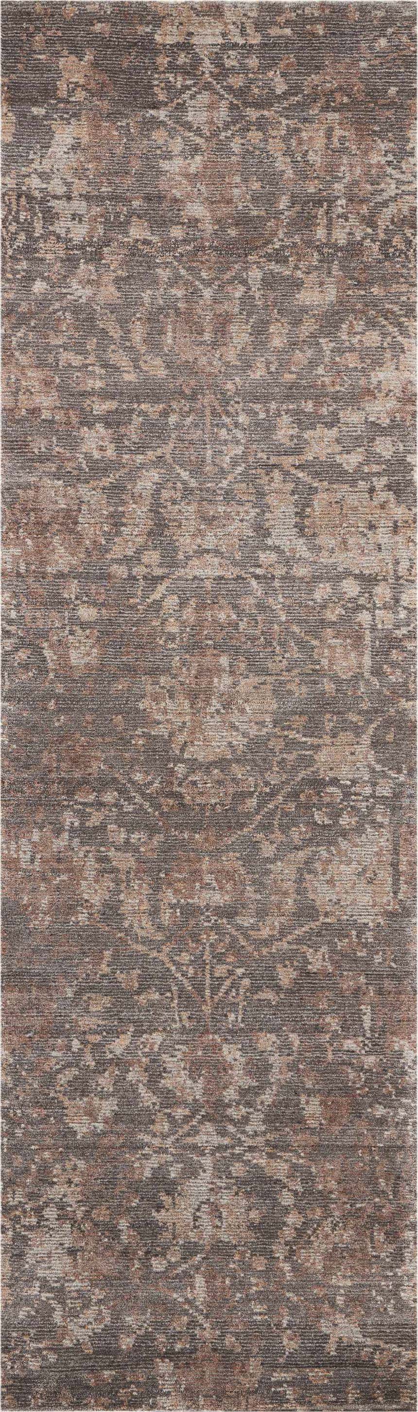 Close-up of the Nourison Lucent Flint Vintage Area Rug showing its distressed, silk-like texture and subtle flint-toned pattern.