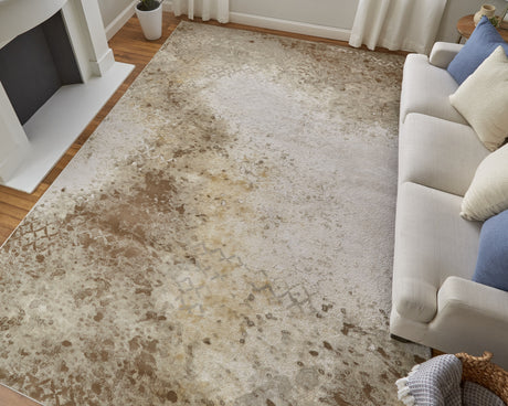 Feizy Waldor Modern Watercolor - Brown/Tan/Ivory Area Rug