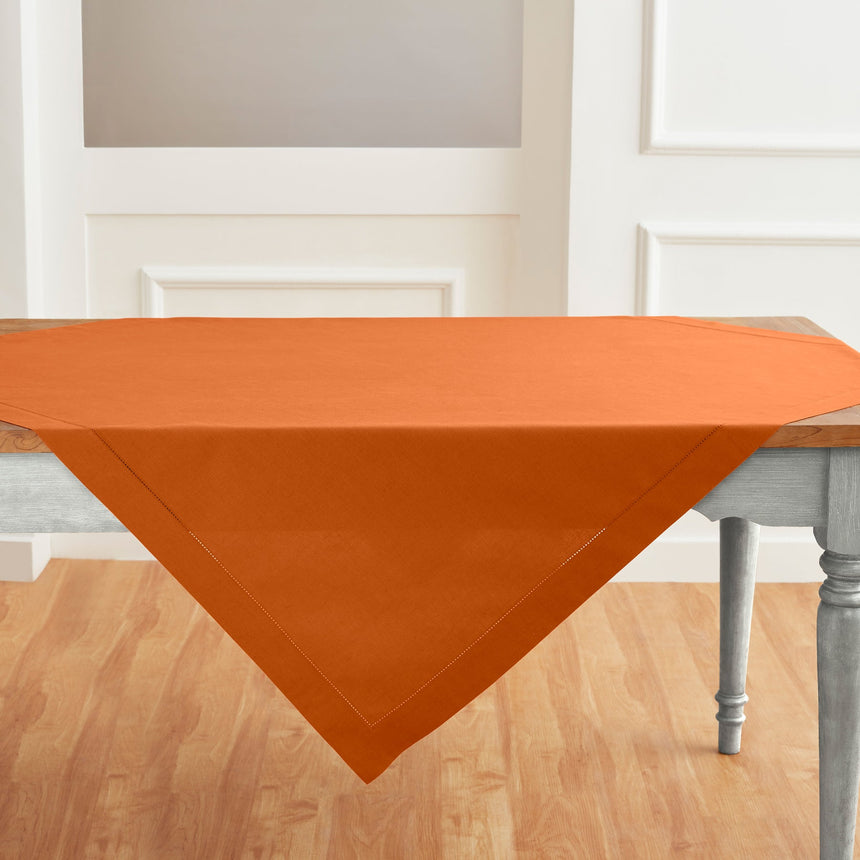 Cotton Linen Hemstitch Table Throw