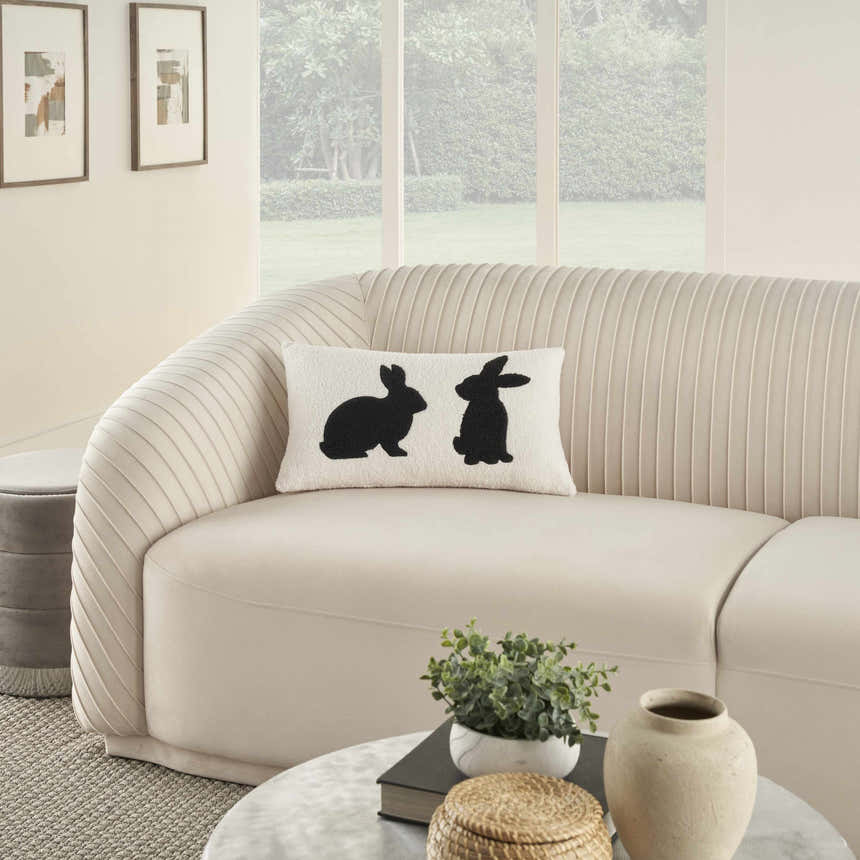 Mina Victory Pet Pillows & Access Sherpa Rabbit Silhou Black Indoor Throw Pillow - Clearance