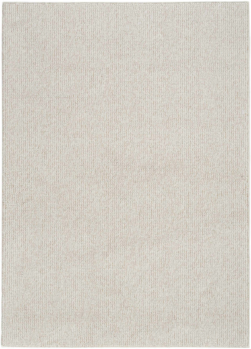 Close-up of the Nourison Natural Texture Ivory Beige Farmhouse Area Rug, showing its neutral color and textured design.