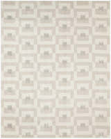 Close-up of Nourison Nordic Ivory Beige Rug. Modern geometric square pattern in neutral beige and ivory tones.