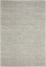 Close-up of the Calvin Klein Home Lowland Basalt rug. Handmade wool rug with a textured, horizontal striped design.