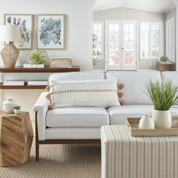 Mina Victory Lifestyle Braided Stripes Tass Blush Indoor Throw Pillow