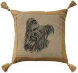 Mina Victory Vintage Pillow Grey Shih Tzu Beige Indoor Throw Pillow