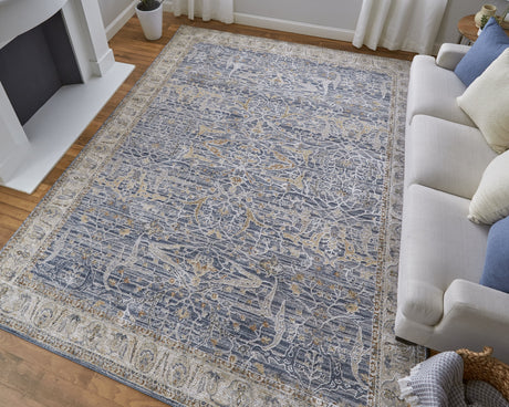 Feizy Pasha Transitional Ikat - Blue/Taupe/Ivory Area Rug