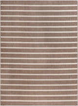 Close-up of Nourison Positano Natural Ivory rug featuring a chestnut and ivory horizontal striped design.