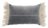 Mina Victory Sofia Stitch Velvet Frills Dark Grey Indoor Throw Pillow - Clearance