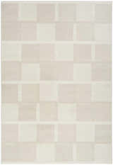 Close-up of the Nourison Nordic Ivory Beige rug, featuring a modern geometric pattern in soft beige and ivory tones.
