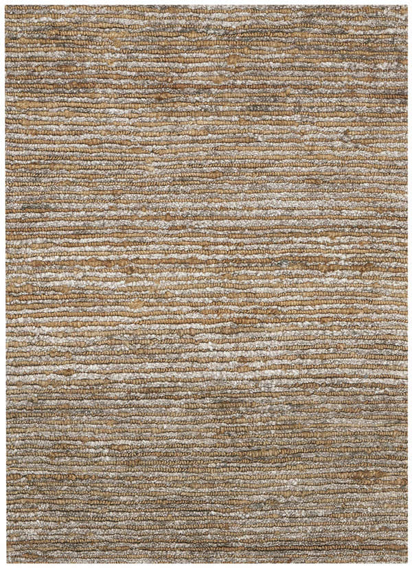 Close-up of the Calvin Klein Mesa Amber rug showing its textured, horizontal weave and mustard color variations.