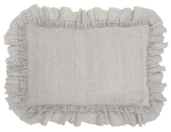 Mina Victory Sofia Linen Frilled Border Grey Indoor Throw Pillow - Clearance