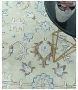 Traditional Oushak Design Beige And Blue Hand Tufted Custom Made Wool Rug