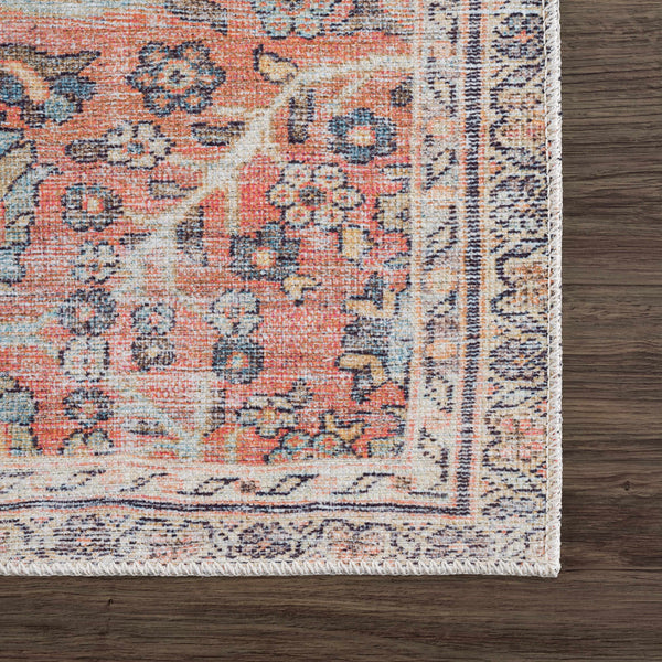 Sample Urpi Rose & Blue Washable Area Rug - Clearance