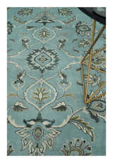 8x10 and 9x12 Antique Hand Knotted Blue and Ivory Traditional Vintage Persian Oushak Wool Rug | TRDCP998912