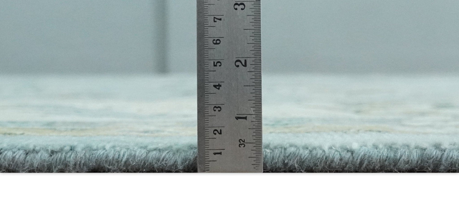 10x14 Antique Hand Knotted Blue and Ivory Traditional Vintage Persian Oushak Wool Rug | TRDCP10141014