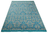 10x14 Hand Knotted Gray and Blue Modern Contemporary Southwestern Tribal Trellis Bamboo Silk Area Rug | OP34