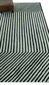 Modern Geometrical Pattern Black And White Hand Tufted Custom Made wool rug