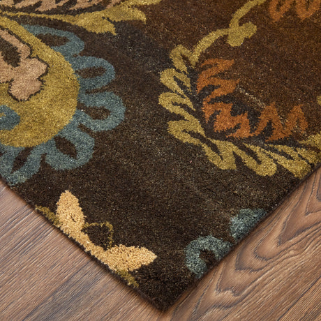 Feizy Amzad Transitional Floral & Botanical - Brown/Tan/Green Area Rug - Clearance