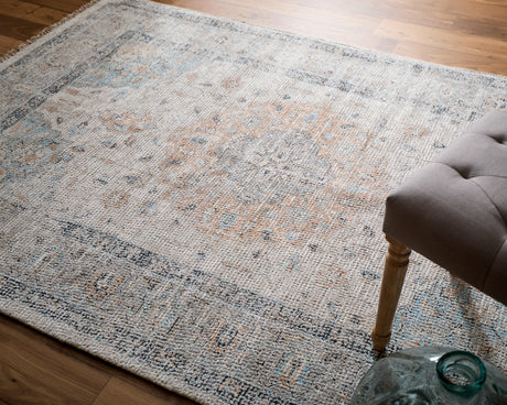 Feizy Caldwell Transitional Medallion - Ivory/Blue/Orange Area Rug