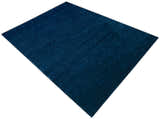 Modern Blue Solid Design Hand Loomed Wool Area Rug