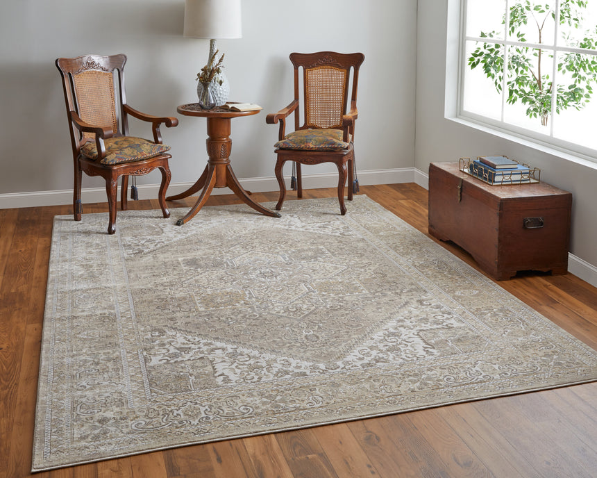 Feizy Celene Traditional Medallion - Brown/Ivory/Tan Area Rug