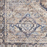 Close-up of Nourison New Concept Ivory Latte Vintage Rug, showing chestnut, ivory, and blue distressed pattern.