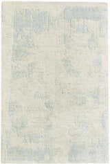 Close-up of the Nourison Harmony Ivory Aqua rug showing its soft texture and abstract, watercolor-like blue pattern.