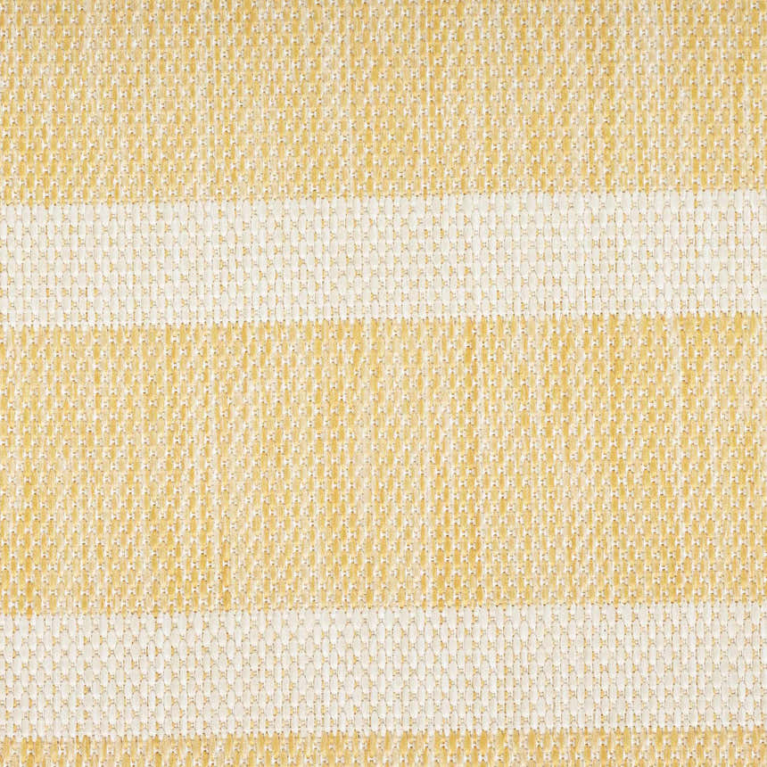 Close-up of the woven texture and striped pattern of the Nourison Positano Yellow Ivory Area Rug.