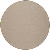 Close-up of a round Nourison Courtyard Jute Ivory Modern Area Rug showing its chestnut brown and ivory woven texture.