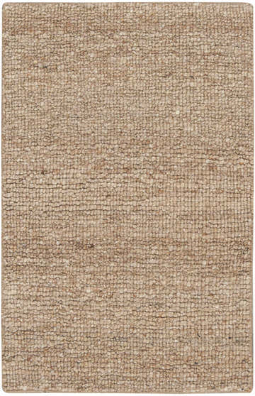 Close-up of the handmade Nourison Alanna Beige rug, showing its textured wool weave and farmhouse style.
