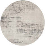Close-up of round Calvin Klein CK950 Rush Ivory Beige rug showing its abstract pattern and high pile texture.