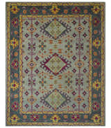 Custom Made Silver, Charcoal and Purple Traditional Oriental Hand Knotted wool Rug