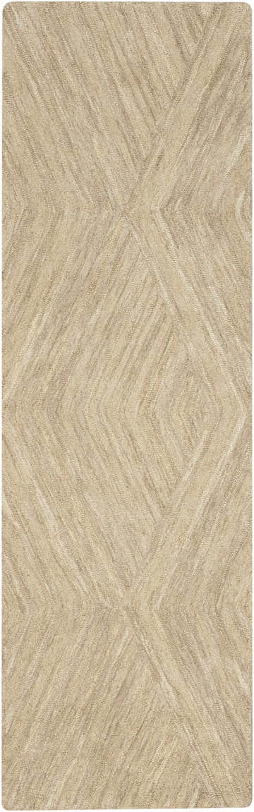 Close-up of the Nourison Graceful Taupe Rug, showcasing its textured, geometric diamond pattern and neutral ivory color.