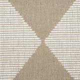 Close-up of the Nourison Modern Jute rug. Natural ivory rug with a chestnut geometric pattern and woven texture.