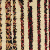 Close-up of the Nourison Grafix Brick Multicolor Rug. Features a striped pattern in brick red, tan, and black on a cream background.