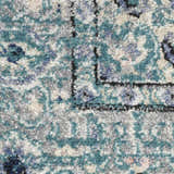 Close-up of Nourison Passion Turquoise Grey Bohemian Rug, showing texture and pattern.