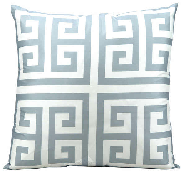 Mina Victory Outdoor Pillows Greek Key Poly Outdr Grey Throw Pillow - Clearance