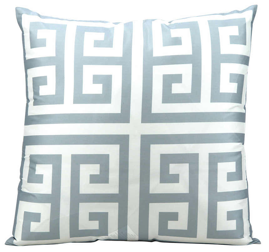 Mina Victory Outdoor Pillows Greek Key Poly Outdr Grey Throw Pillow - Clearance