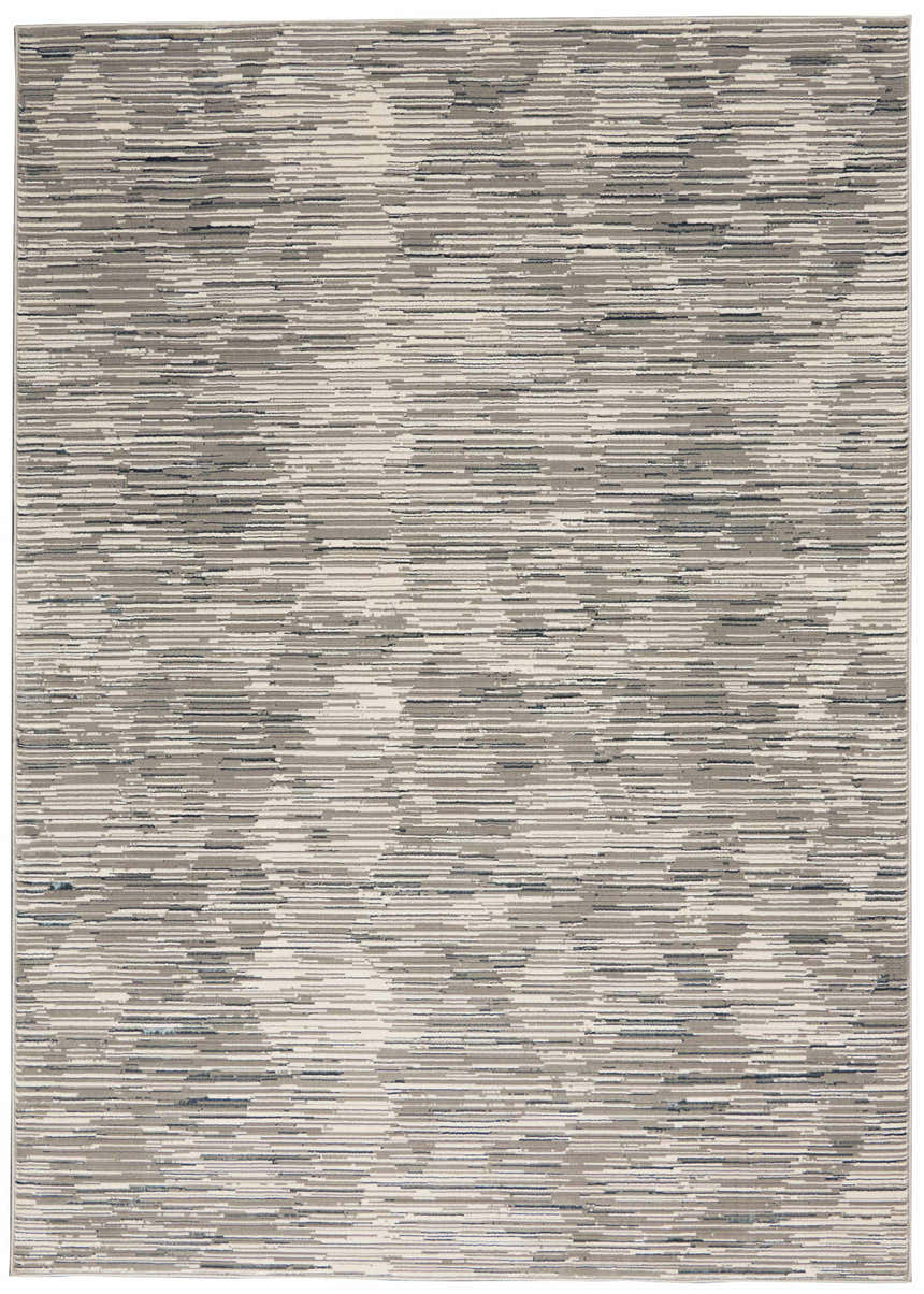 Close-up of the Michael Amini MA90 Uptown Grey Ivory rug, featuring a modern, abstract striped pattern.