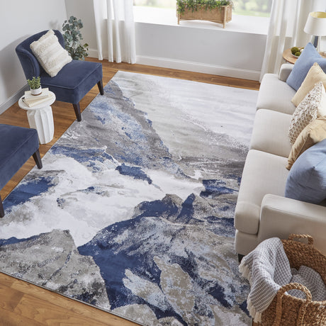 Feizy Gaspar Modern Abstract - Blue/Gray/White Area Rug