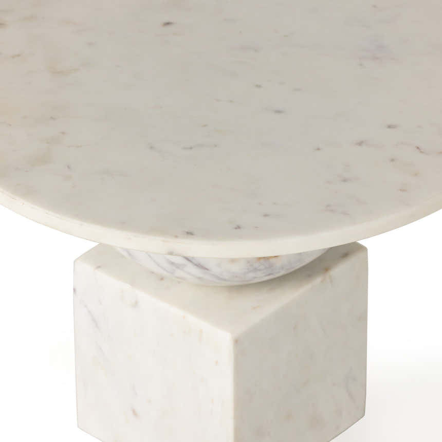 Four Hands Neda End Table - Polished White Marble