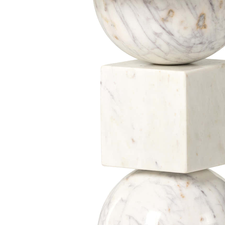 Four Hands Neda End Table - Polished White Marble