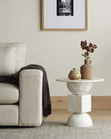 Four Hands Neda End Table - Polished White Marble
