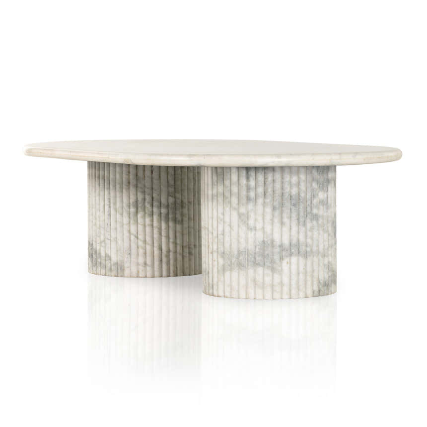 Four Hands Oranda Coffee Table - Polished White Marble w/ Sealant